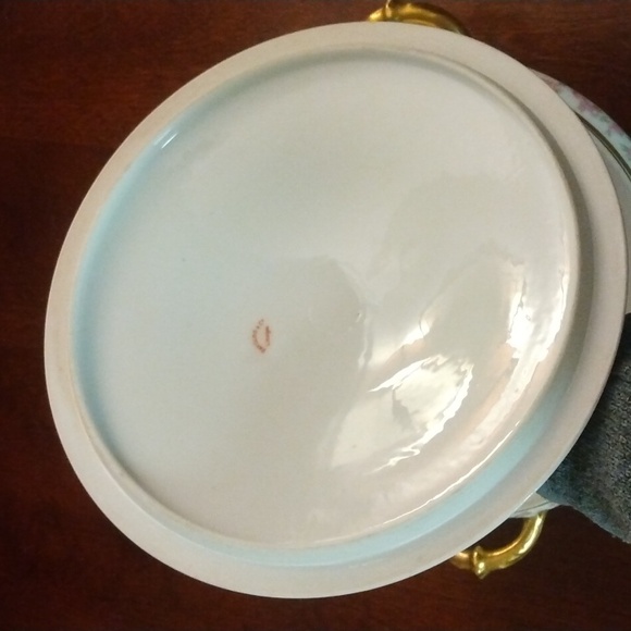 Limoges France Floral and Gold Leaf 8" Covered Vegetable Dish - Picture 6 of 11